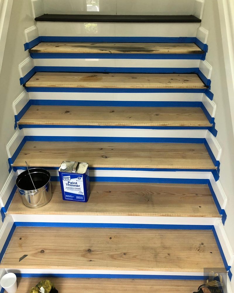 Prep — staircase taped and masked